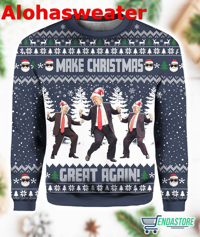 Blue Funny Trump Dancing Make Christmas Great Again Ugly Sweater product image
