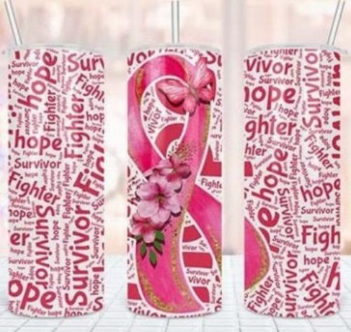 Breast Cancer Ribbon and Flower Encouragement 20 oz - Adult & Kids T-Shirts, Sweatshirts & Hoodies apparel design preview 1