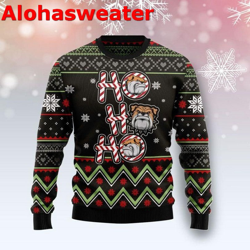 Bulldog ho ho ho Christmas sweater product image 2