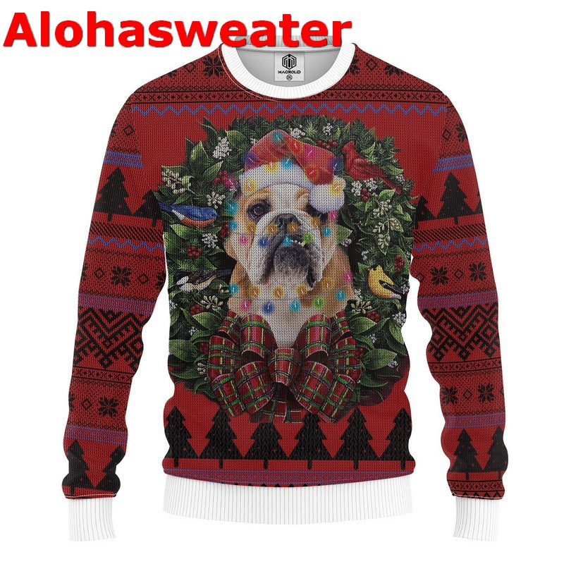 Bulldog ho ho ho Christmas sweater product image 3