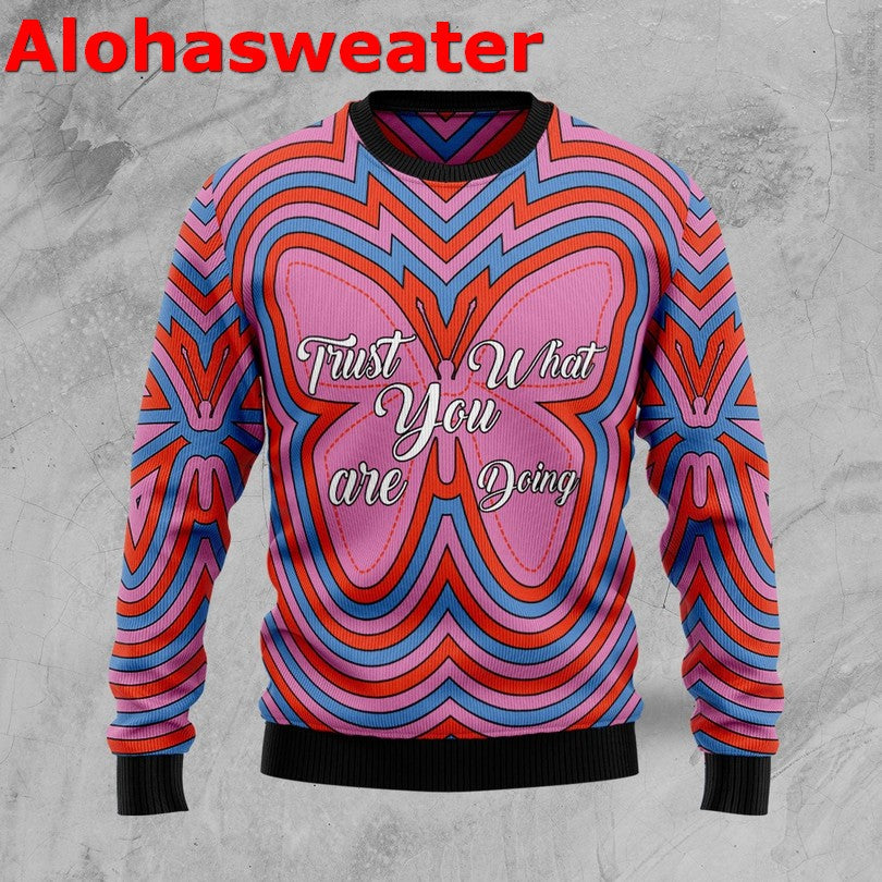 Butterfly trust what you are doing Christmas sweater product image