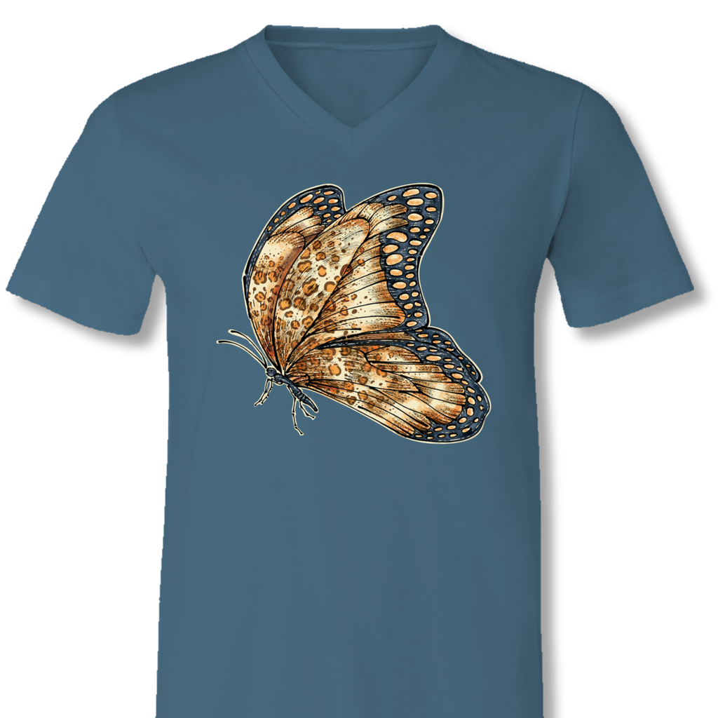 Sassy Frass Leopard Butterfly V-Neck Canvas - Adult & Kids T-Shirts, Sweatshirts & Hoodies apparel design preview 1