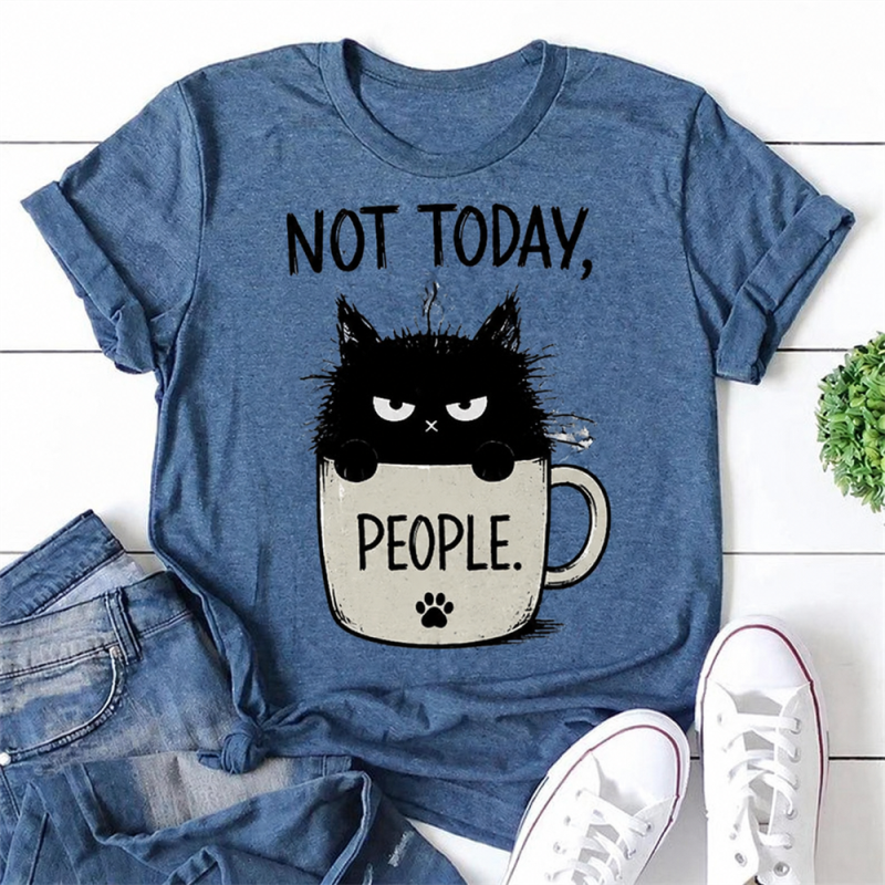 Not Today Cat Print Women Slogan - Adult & Kids T-Shirts, Sweatshirts & Hoodies apparel design preview 1