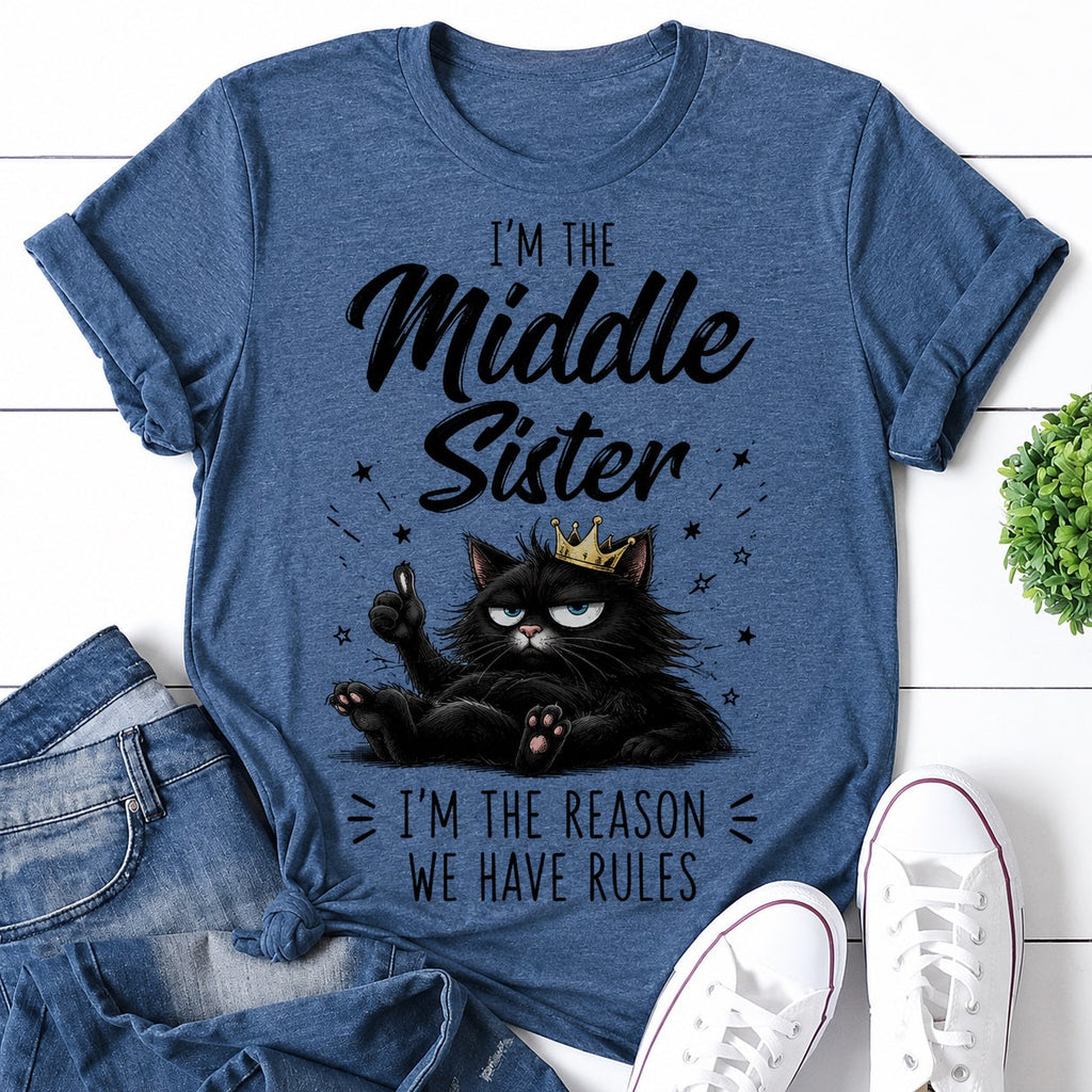 I'm The Middle Sister Cat Print Women Slogan - Adult & Kids T-Shirts, Sweatshirts & Hoodies apparel design preview 1