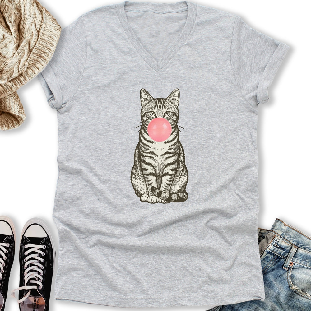 Tabby Bubblegum V-Neck - Adult & Kids T-Shirts, Sweatshirts & Hoodies apparel design preview 1