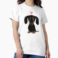 Black and Tan Dachshund with Heart Cute Cartoon - Adult & Kids T-Shirts, Sweatshirts & Hoodies apparel design preview 1