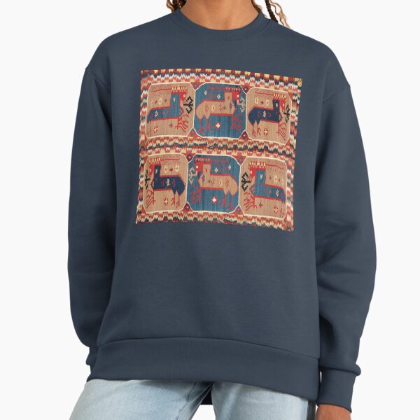 STYLIZED HORSES ,GEOMETRICAL ANTIQUE SWEDISH TAPESTRY - Adult & Kids T-Shirts, Sweatshirts & Hoodies apparel design preview 1