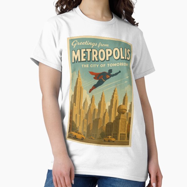 Greetings from Metropolis The City of Tomorrow! - Adult & Kids T-Shirts, Sweatshirts & Hoodies apparel design preview 1