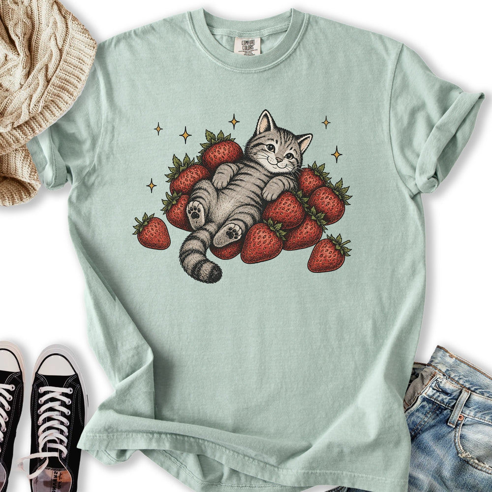 Strawberry Cat - Adult & Kids T-Shirts, Sweatshirts & Hoodies apparel design preview 1