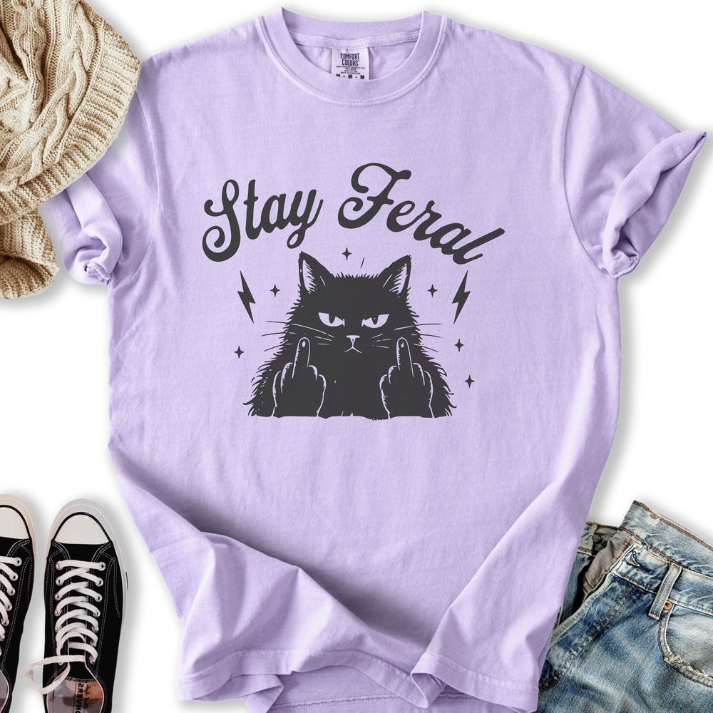 Stay Feral Black Cat - Adult & Kids T-Shirts, Sweatshirts & Hoodies apparel design preview 1