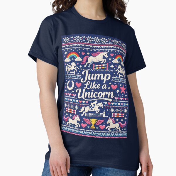 Jump Like a Unicorn Show Jumping Knitting Pattern - Adult & Kids T-Shirts, Sweatshirts & Hoodies apparel design preview 1