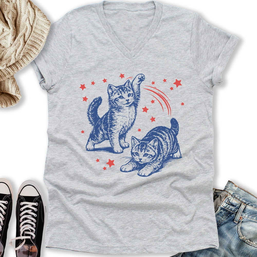 Patriotic Kittens V-Neck - Adult & Kids T-Shirts, Sweatshirts & Hoodies apparel design preview 1