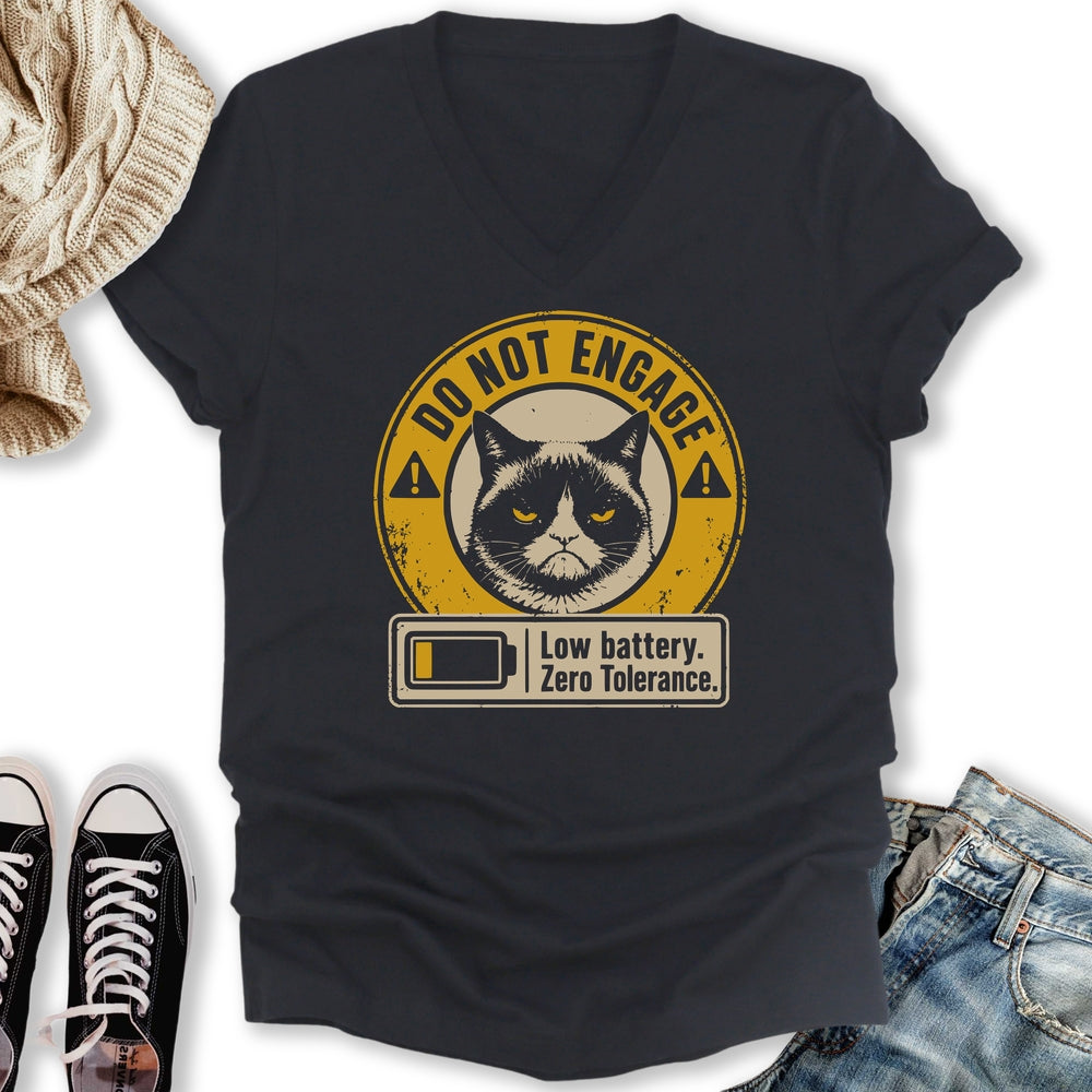 Do Not Engage Cat V-Neck - Adult & Kids T-Shirts, Sweatshirts & Hoodies apparel design preview 1