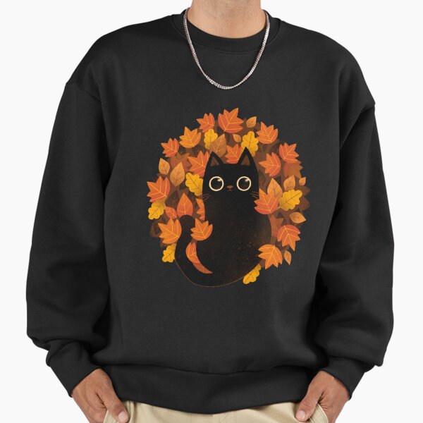 Cat and Autumn Leaves! - Adult & Kids T-Shirts, Sweatshirts & Hoodies apparel design preview 1