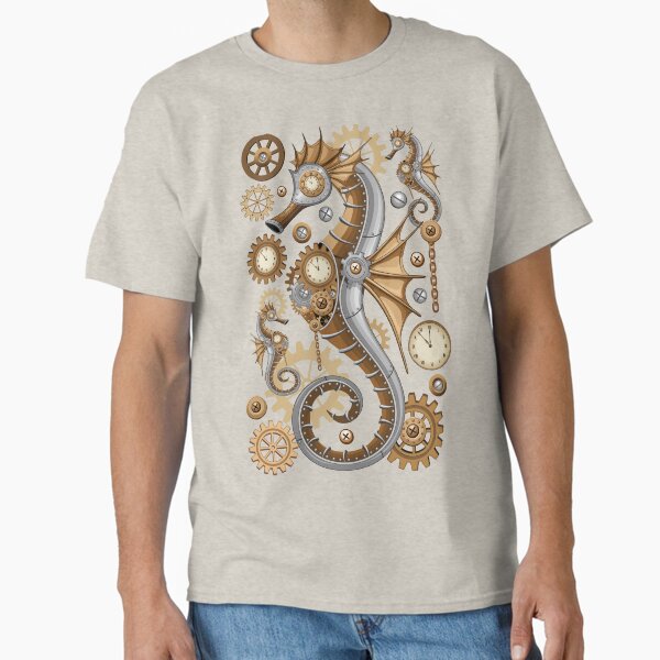 Steampunk Seahorse Vintage Surreal Art - Adult & Kids T-Shirts, Sweatshirts & Hoodies apparel design preview 1