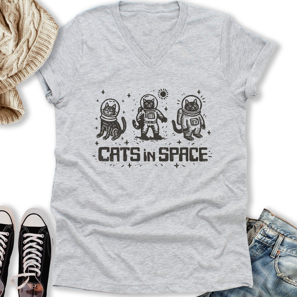 Cats In Space V-Neck - Adult & Kids T-Shirts, Sweatshirts & Hoodies apparel design preview 1