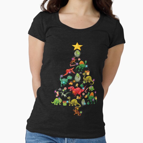 Funny Dinosaur Rex Christmas Lights Tree Santa Saurus - Adult & Kids T-Shirts, Sweatshirts & Hoodies apparel design preview 1