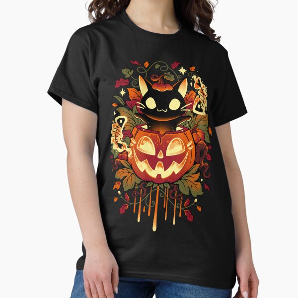 Autumn Tricks Halloween Black Cat and Pumpkin - Adult & Kids T-Shirts, Sweatshirts & Hoodies apparel design preview 1