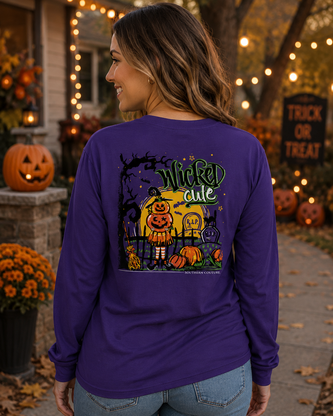 Southern Couture Classic Wicked Cute Pumpkin Fall - Adult & Kids T-Shirts, Sweatshirts & Hoodies apparel design preview 1