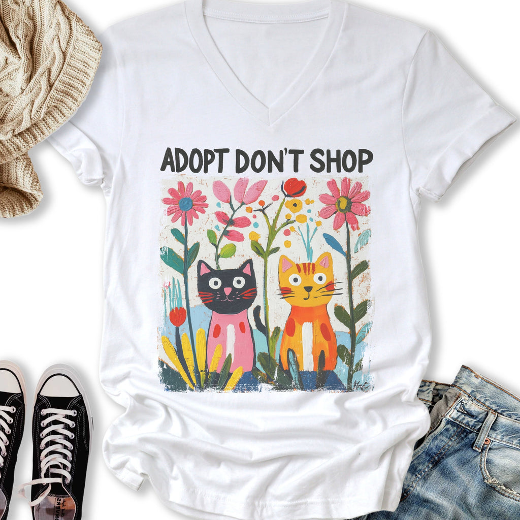 Adopt Don't Shop V-Neck - Adult & Kids T-Shirts, Sweatshirts & Hoodies apparel design preview 2