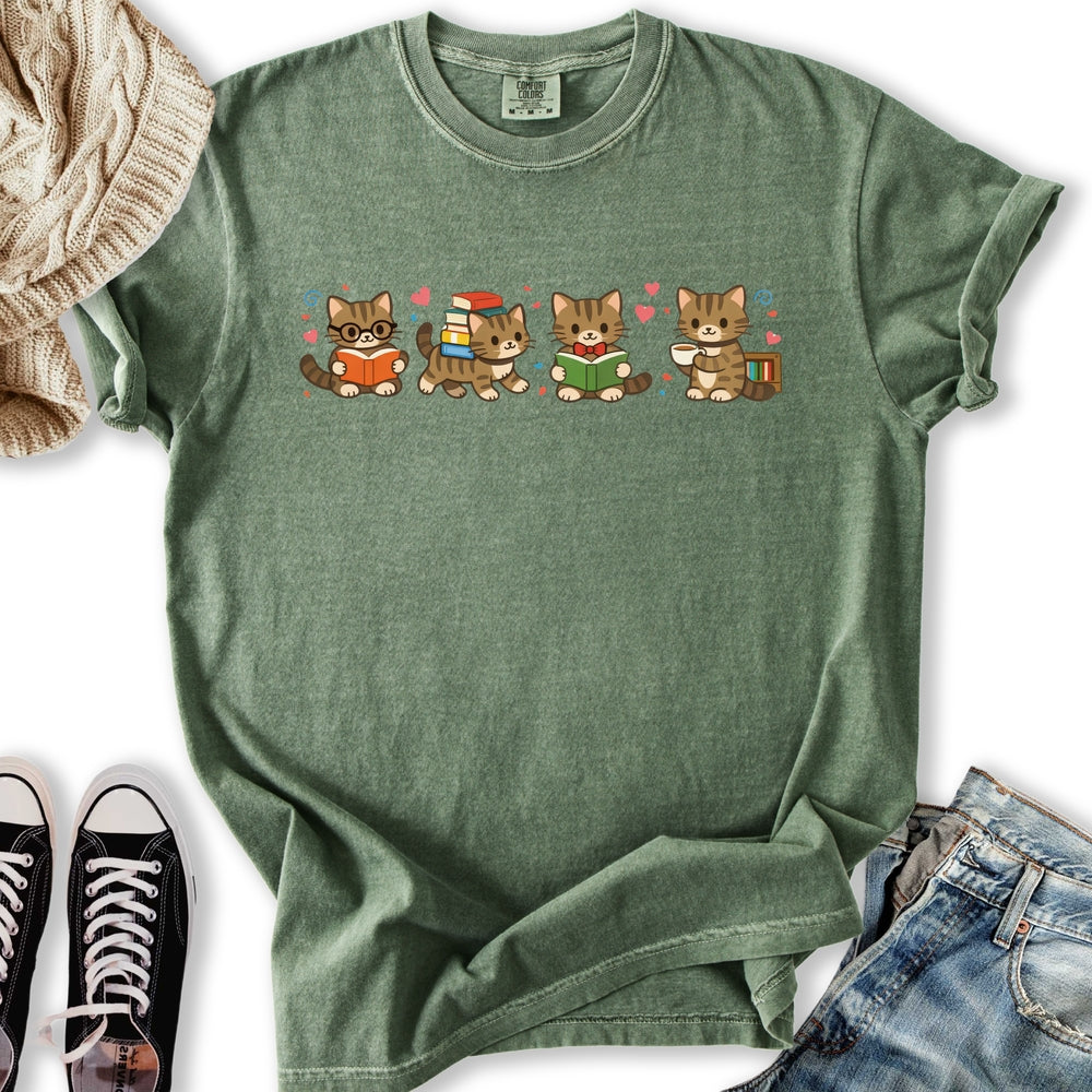 Cute Bookworm Cats - Adult & Kids T-Shirts, Sweatshirts & Hoodies apparel design preview 2