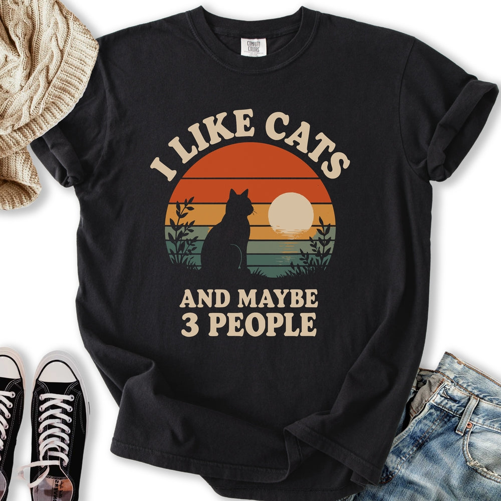Retro Sunset I Like Cats - Adult & Kids T-Shirts, Sweatshirts & Hoodies apparel design preview 1