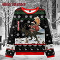 Cat Santa Riding T-Rex Ugly Christmas Sweater product image