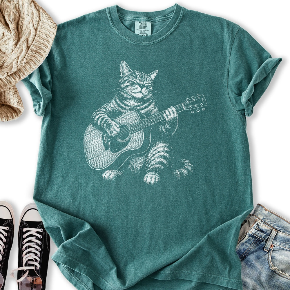 Acoustic Guitar Cat - Adult & Kids T-Shirts, Sweatshirts & Hoodies apparel design preview 2