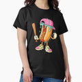 Drippy Hot Dog Baseball Cartoon Funny Food Character - Adult & Kids T-Shirts, Sweatshirts & Hoodies apparel design preview 1