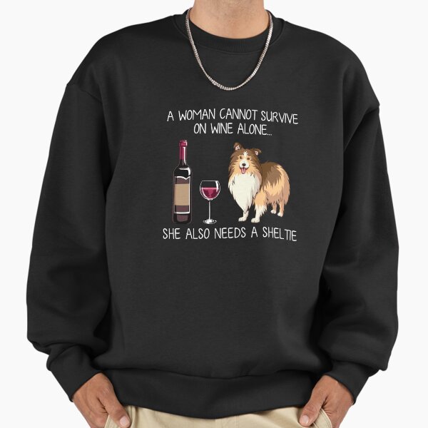 Sheltie and wine Funny dog - Adult & Kids T-Shirts, Sweatshirts & Hoodies apparel design preview 1