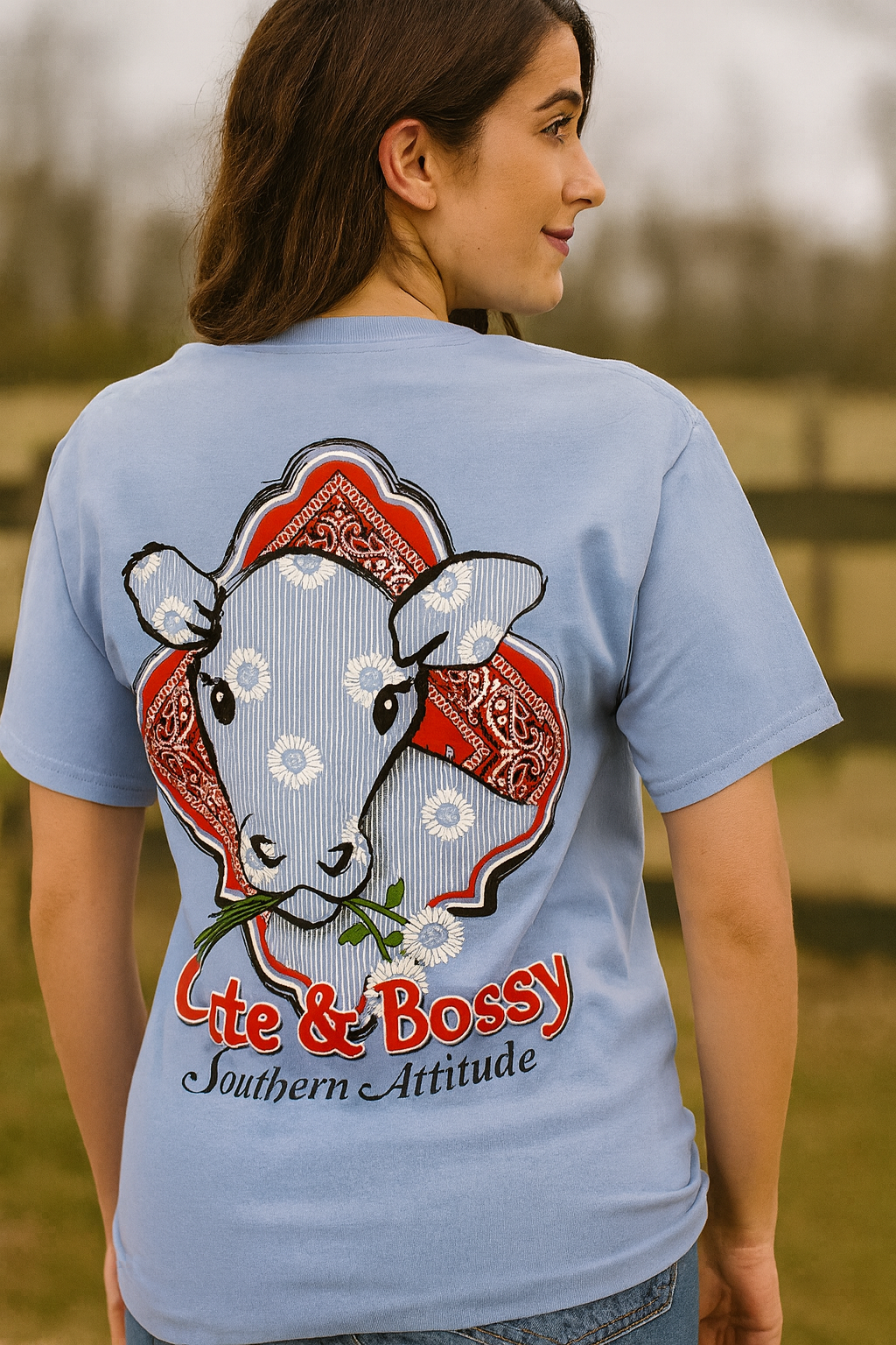 Southern Attitude Cute Bossy Cow - Adult & Kids T-Shirts, Sweatshirts & Hoodies apparel design preview 1