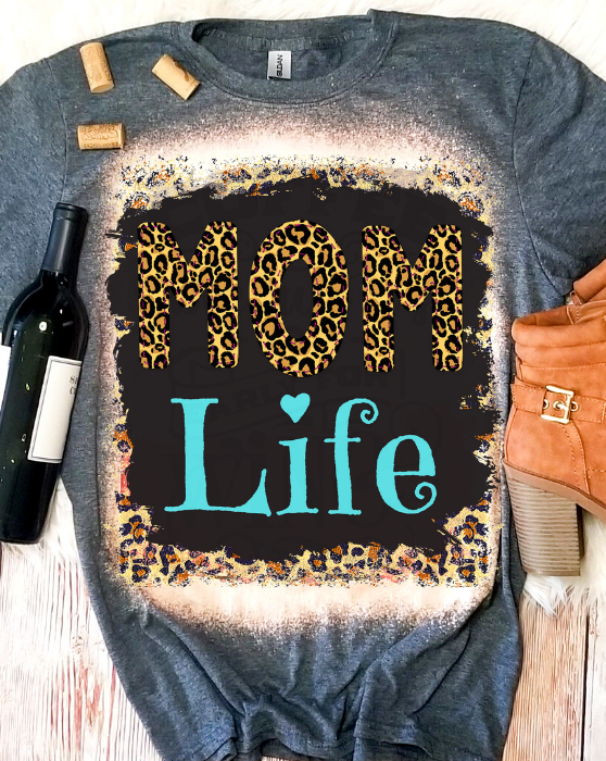 Leopard Mom Life Bleached Dye Canvas Girlie - Adult & Kids T-Shirts, Sweatshirts & Hoodies apparel design preview 1