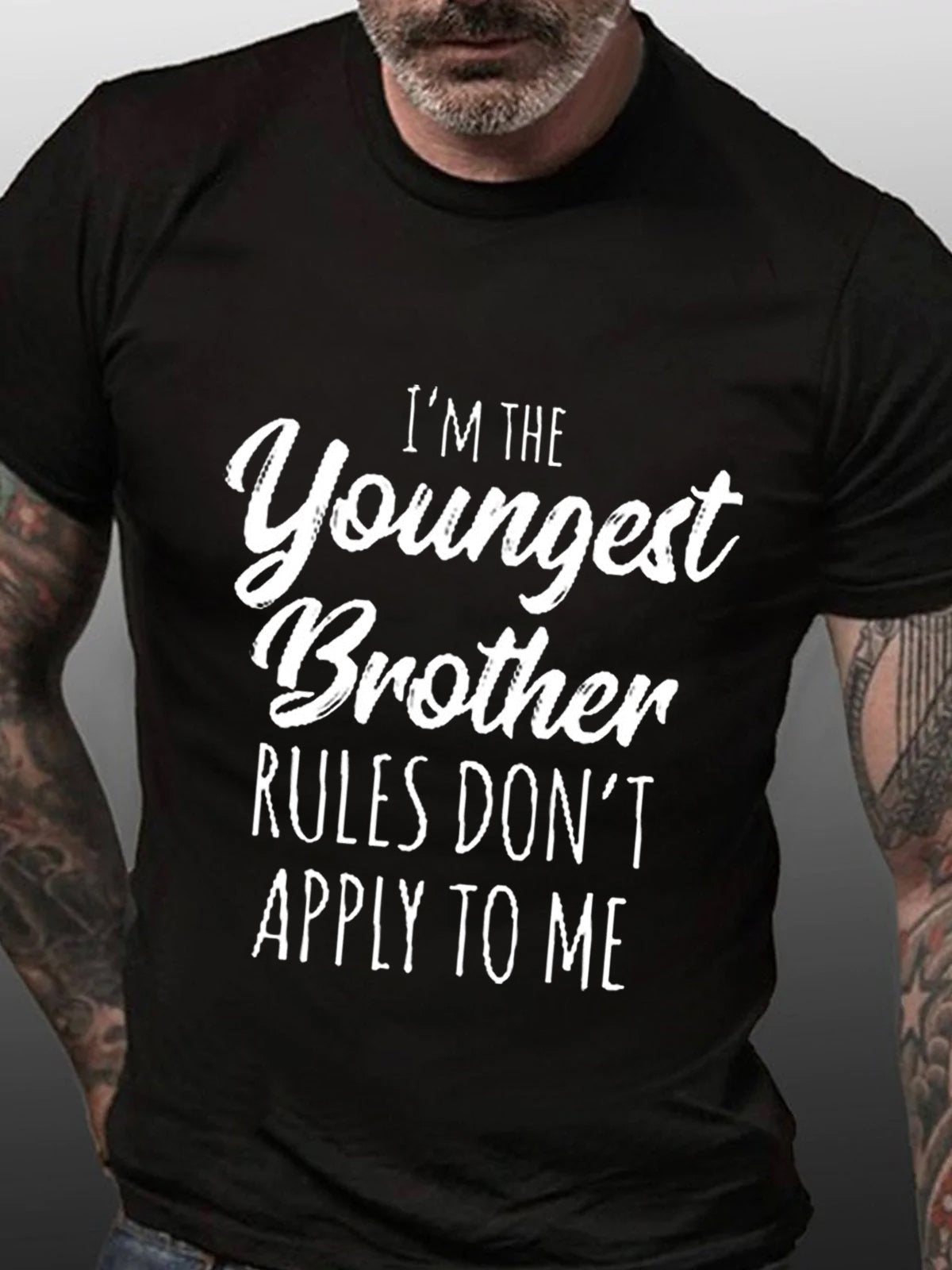 I'm The Youngest Brother Print Men Slogan - Adult & Kids T-Shirts, Sweatshirts & Hoodies apparel design preview 2