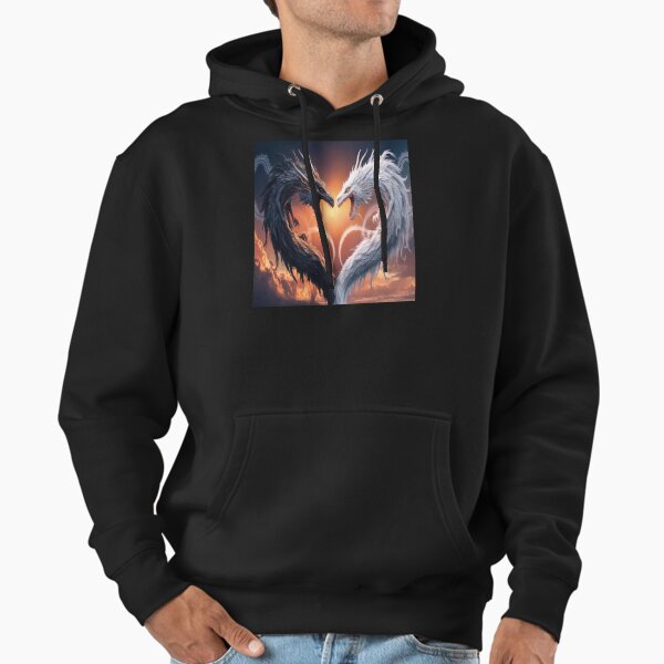 Black and white two dragons love heart ,Legendary - Adult & Kids T-Shirts, Sweatshirts & Hoodies apparel design preview 1