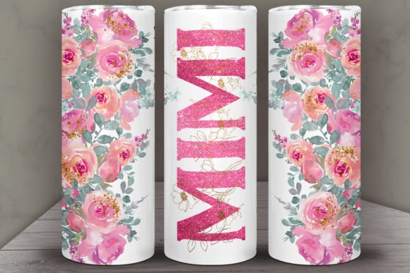 Floral MIMI 20 oz Skinny Tumbler Cup With Straw - Adult & Kids T-Shirts, Sweatshirts & Hoodies apparel design preview 1