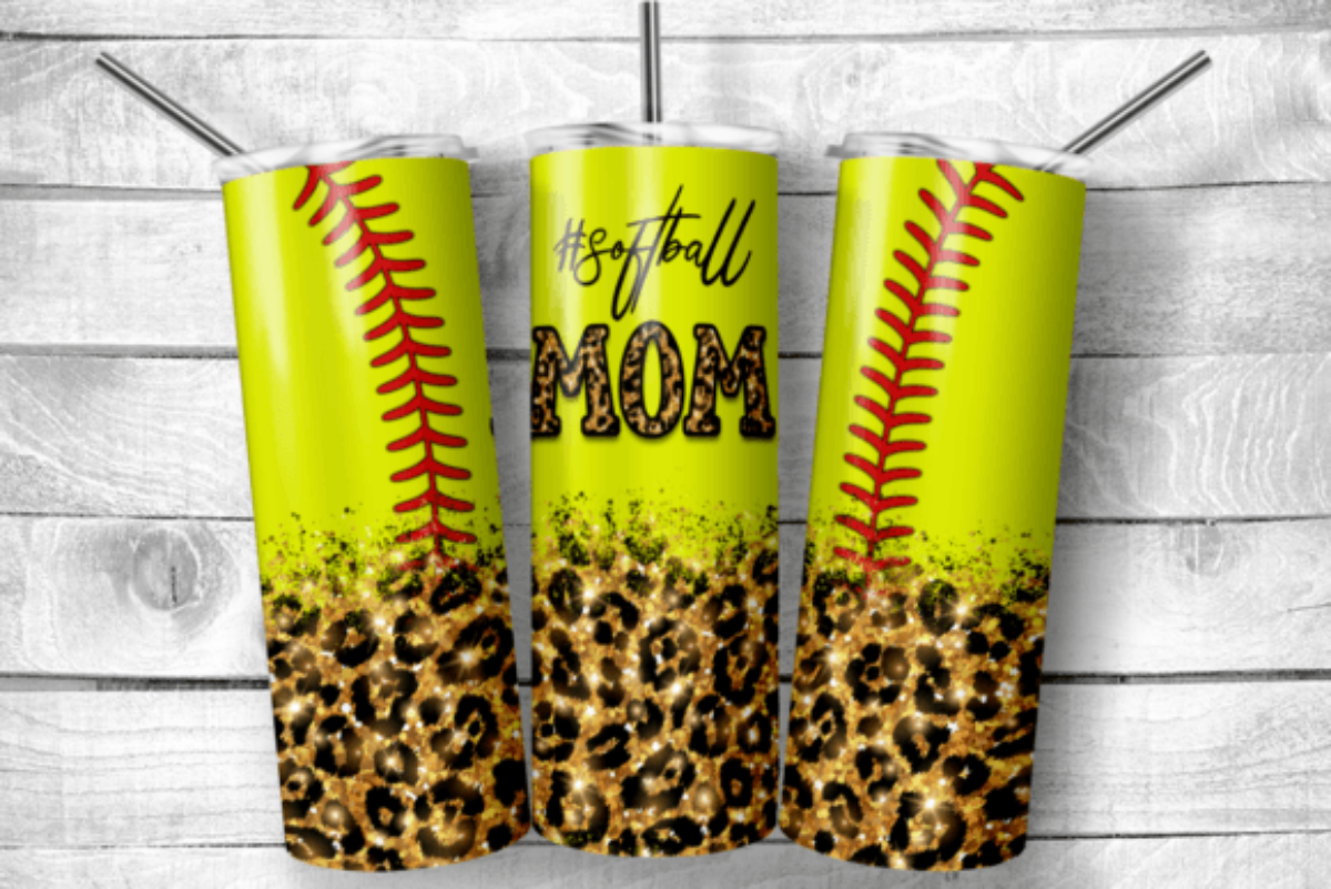 #Softball Mom 20 oz Skinny Tumbler Cup With Straw - Adult & Kids T-Shirts, Sweatshirts & Hoodies apparel design preview 1