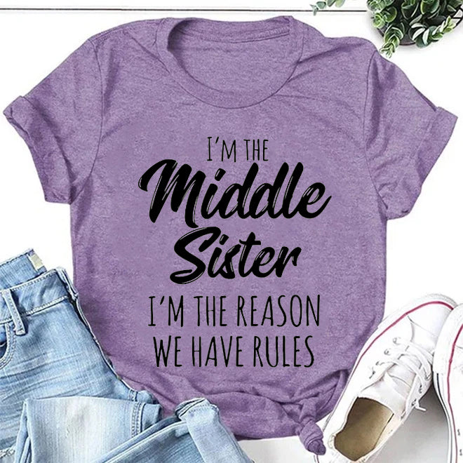 I Am The Middle Sister Fashion Letter Print Women - Adult & Kids T-Shirts, Sweatshirts & Hoodies apparel design preview 2