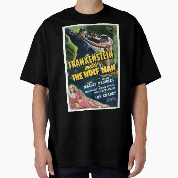 Frankenstein meets the Wolf Man vintage horror film - Adult & Kids T-Shirts, Sweatshirts & Hoodies apparel design preview 1