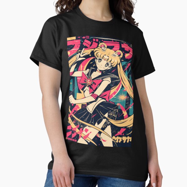 Sailor Moon Retro Warned Poster - Adult & Kids T-Shirts, Sweatshirts & Hoodies apparel design preview 1