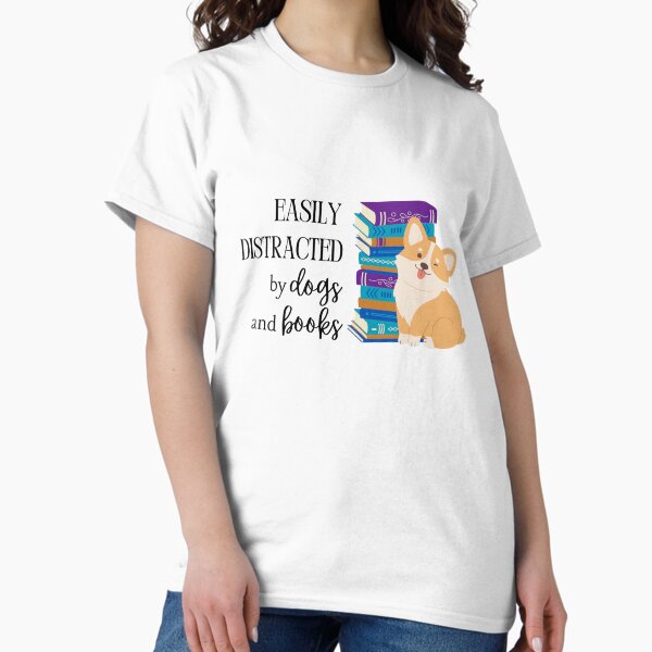 Easily Distracted by Dogs and Books - Adult & Kids T-Shirts, Sweatshirts & Hoodies apparel design preview 1