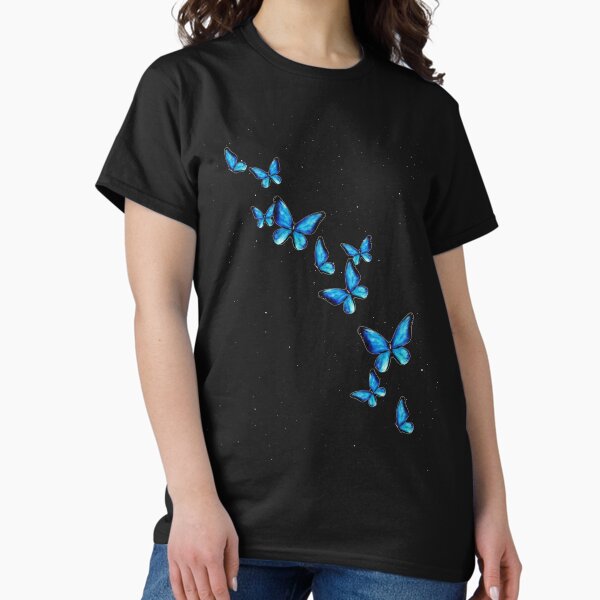 Blue butterflies summer night sky - Adult & Kids T-Shirts, Sweatshirts & Hoodies apparel design preview 1