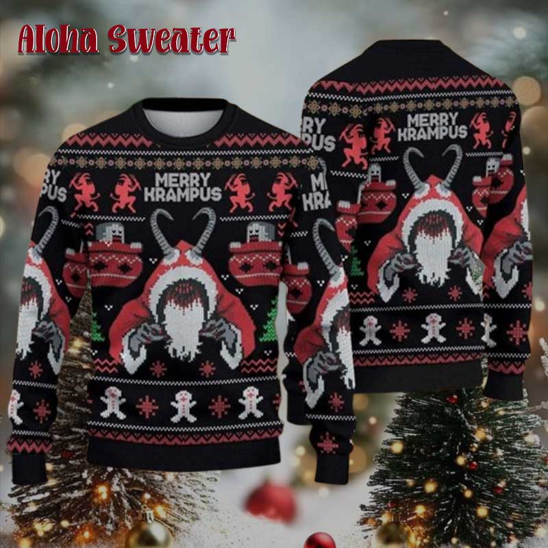 Chibi Design Naughty Brats Krampus Ugly Christmas Sweater product image 3