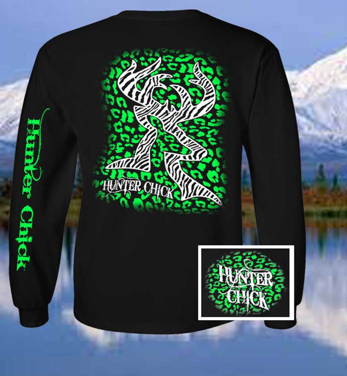 Country Life Outfitters Hunter Chick Black Green - Adult & Kids T-Shirts, Sweatshirts & Hoodies apparel design preview 1