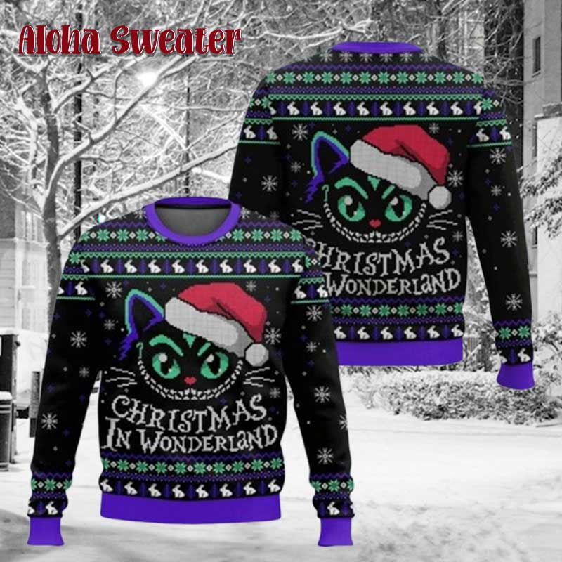 Cat Santa Riding T-Rex Ugly Christmas Sweater product image 2