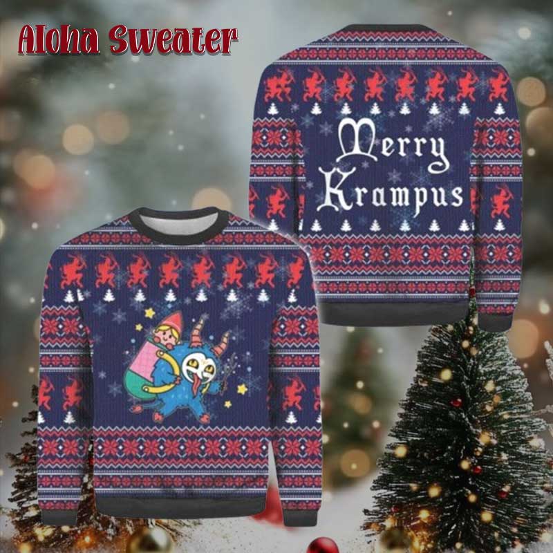 Chibi Design Naughty Brats Krampus Ugly Christmas Sweater product image