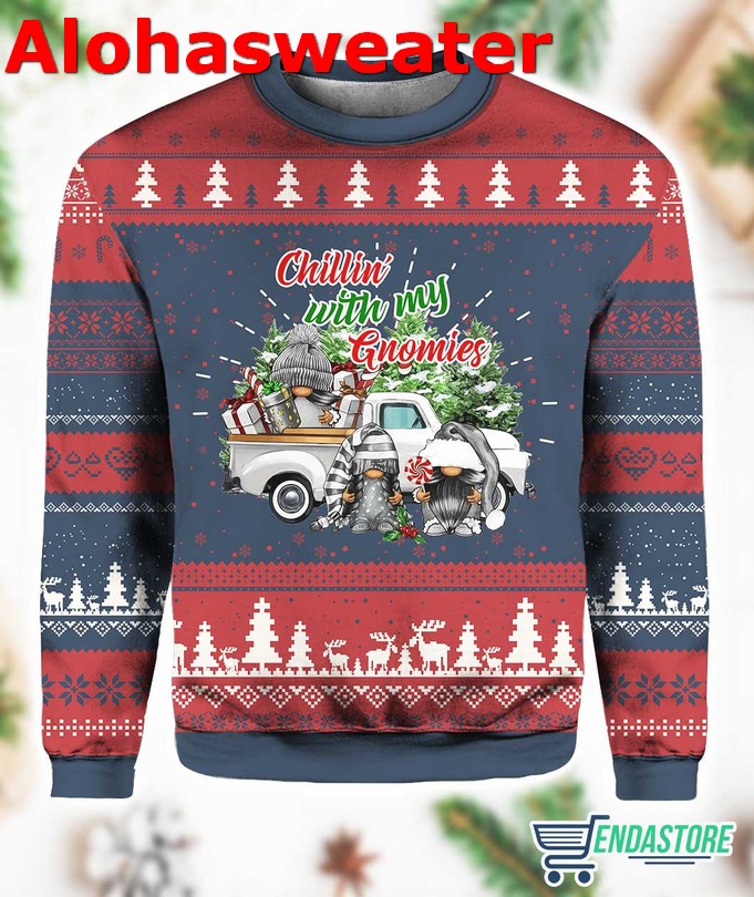 Chillin With My Gnomies Ugly Christmas Sweater product image