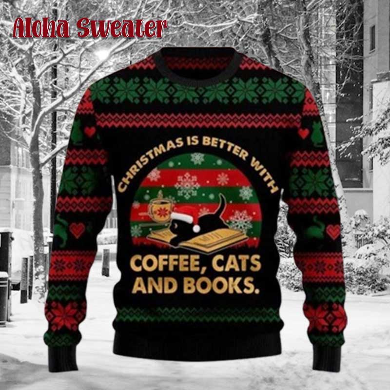 Cute Cat Kawaii Black Ugly Christmas Sweater product image 3