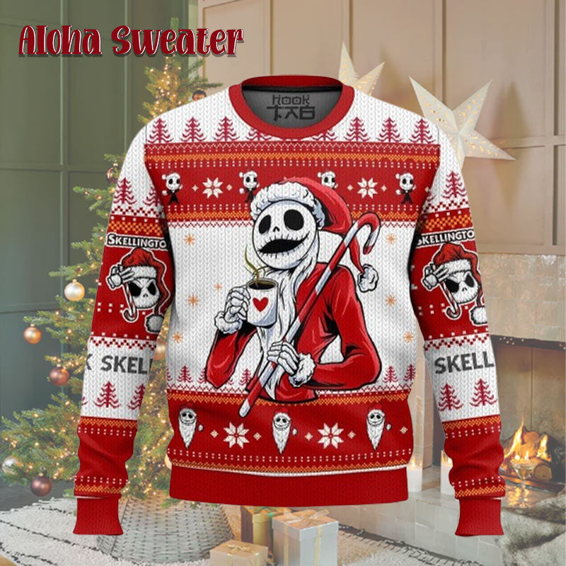 Christmas Coffee Jack Skellington Ugly Christmas Sweater product image