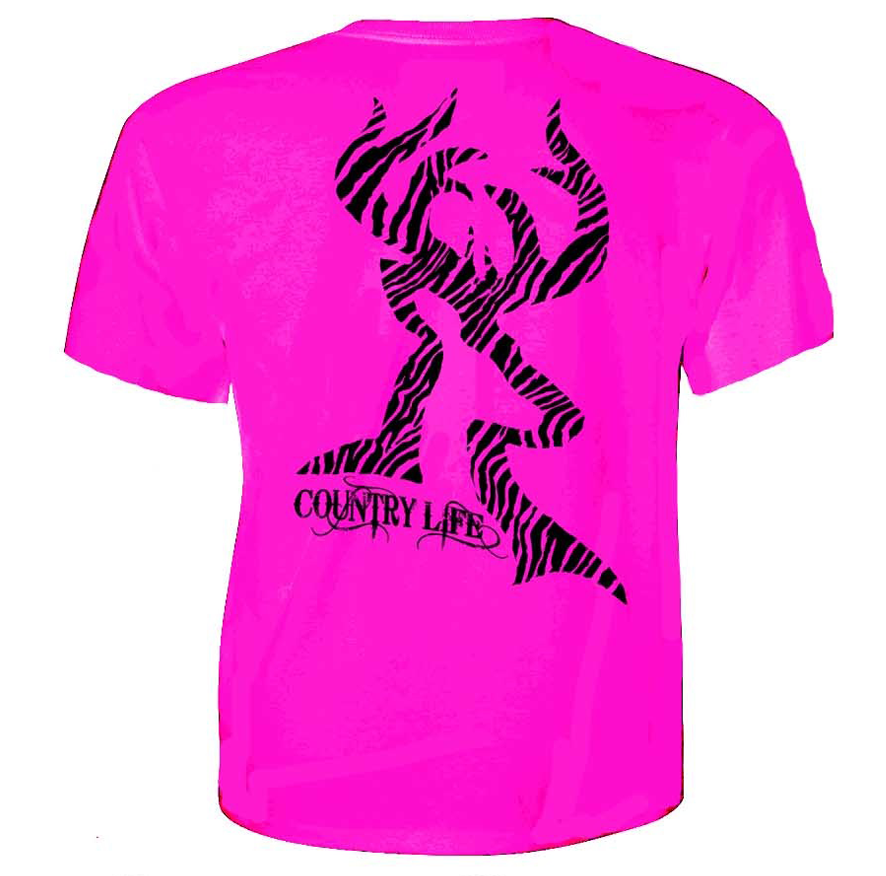 Country Life Outfitters Pink Zebra Deer Head Hunt - Adult & Kids T-Shirts, Sweatshirts & Hoodies apparel design preview 1