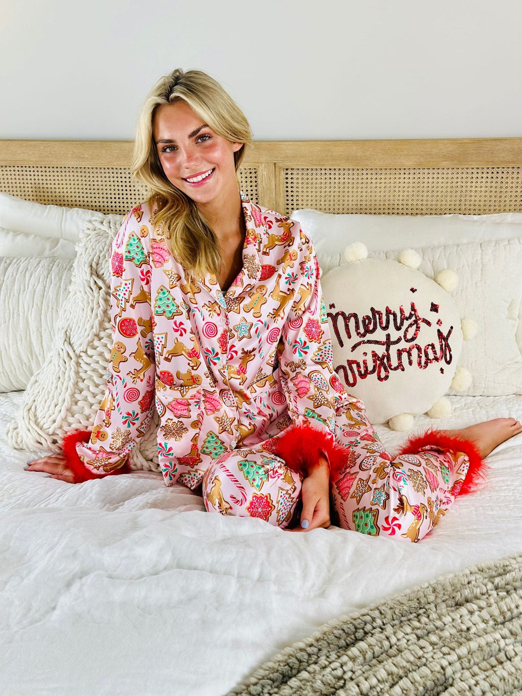 Simply Southern Cozy Feather Holiday Button PJ Pants - Adult & Kids T-Shirts, Sweatshirts & Hoodies apparel design preview 1